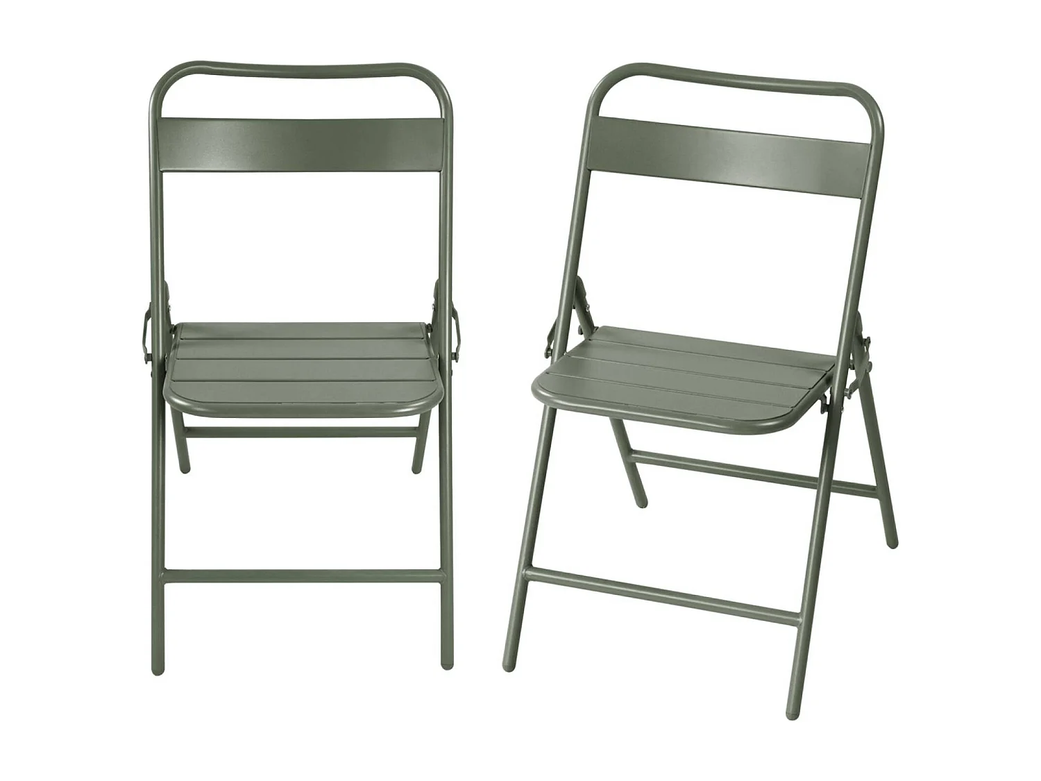 Lot de 2 chaises de jardin pliante acier kaki. 44.3 x 49 x 79.7 cm - Amélia