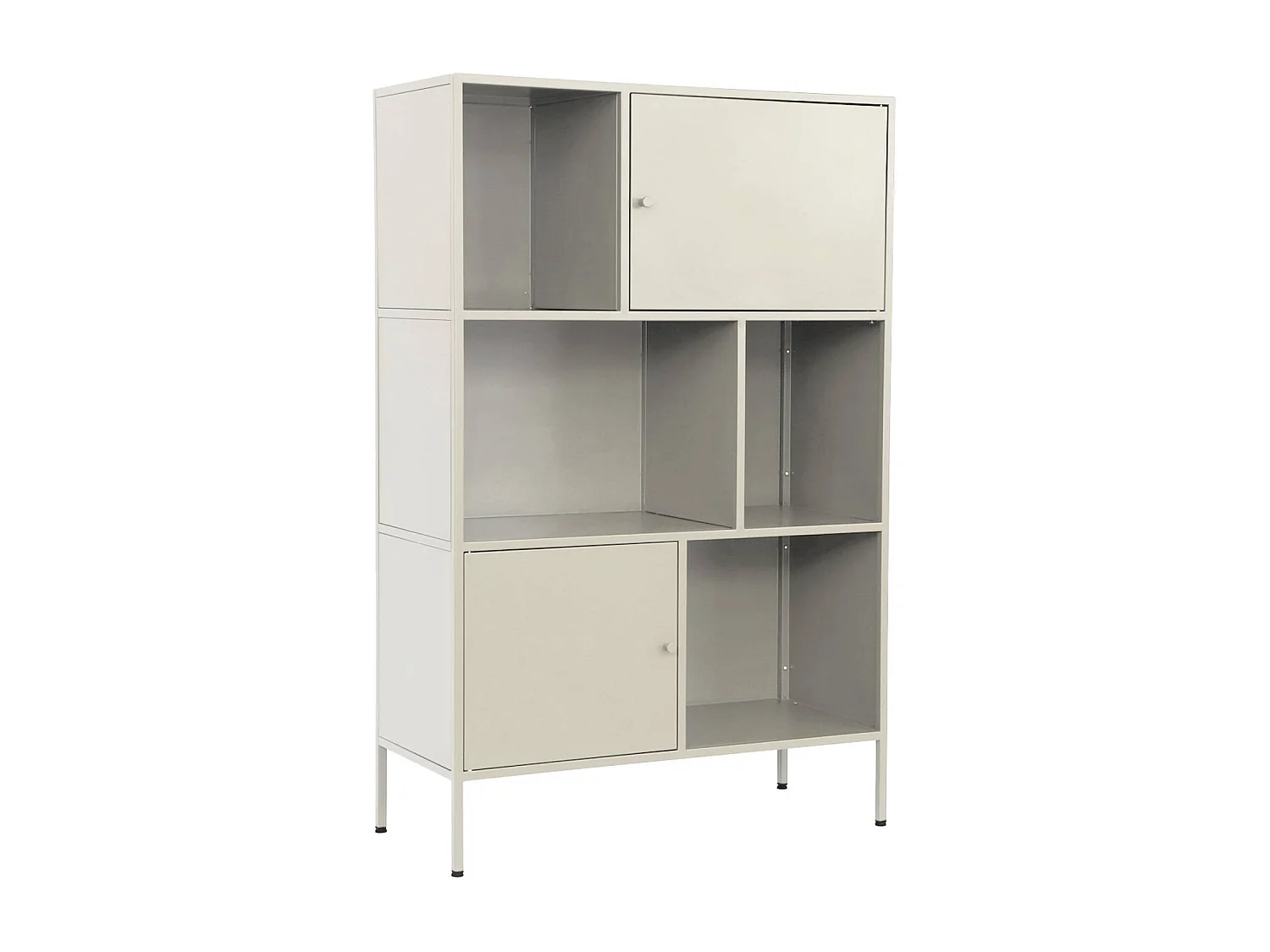 Buffet. meuble de rangement industriel métal crème 6 compartiments. L 80 x P 35 x H 125cm - Oklahoma