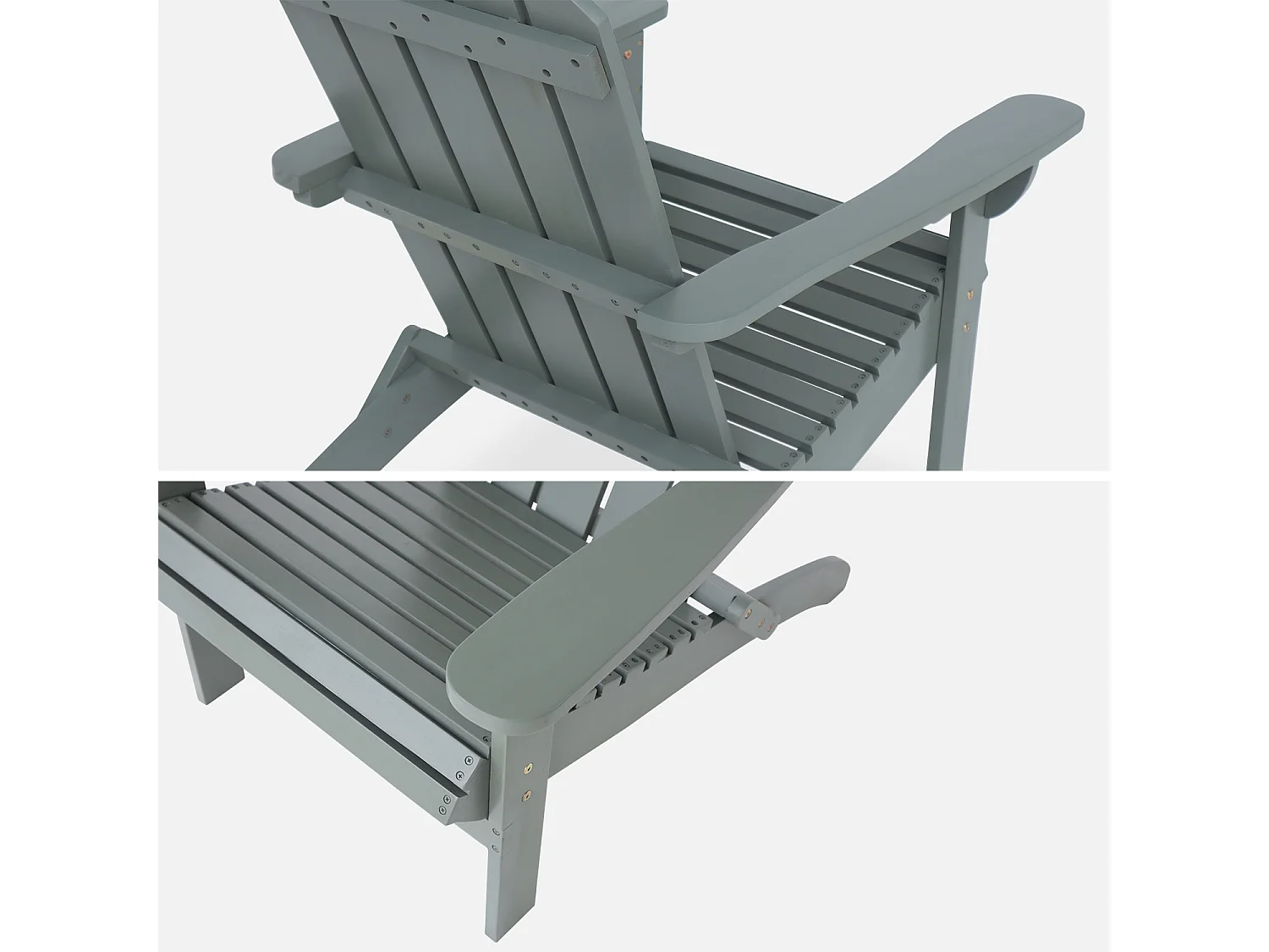 Sillón de madera de acacia con reposabrazos verde kaki