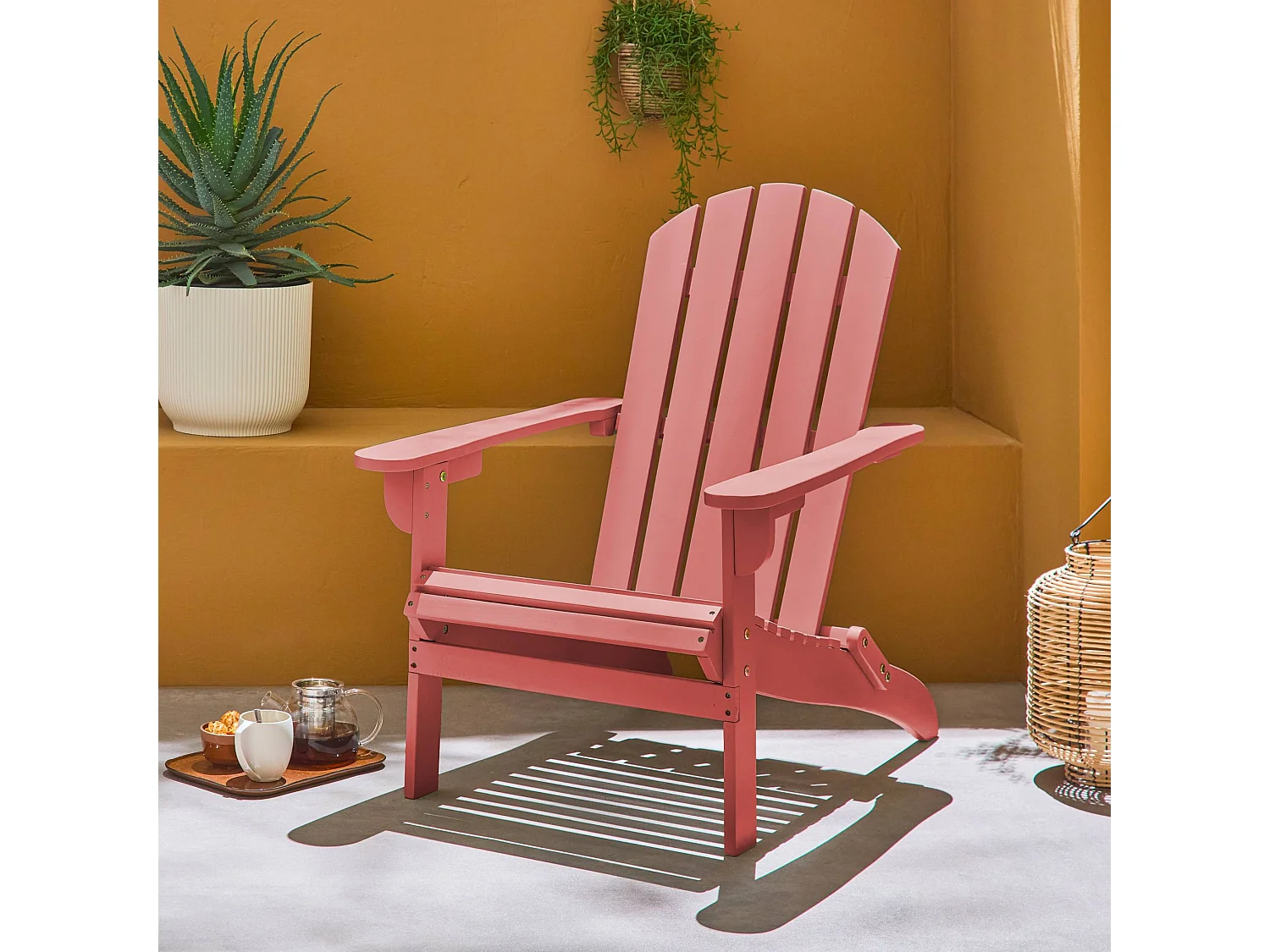 Fauteuil adirondack terracotta en bois d'acacia avec accoudoirs KERINA. plusieurs coloris. 90 x 71 x 91.5 cm