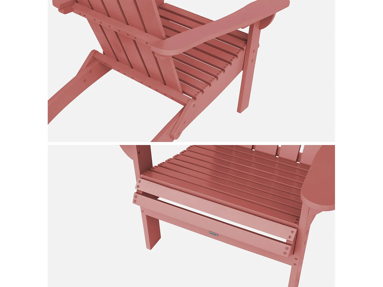 Fauteuil adirondack terracotta en bois d'acacia avec accoudoirs KERINA. plusieurs coloris. 90 x 71 x 91.5 cm