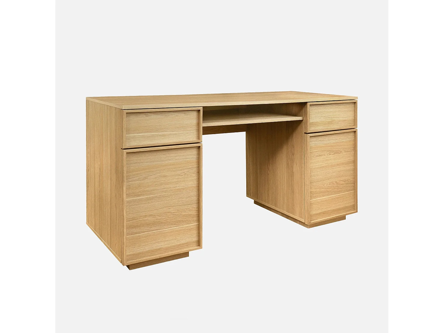 Escritorio efecto madera con 2 puertas y 2 cajones, 140cm natural