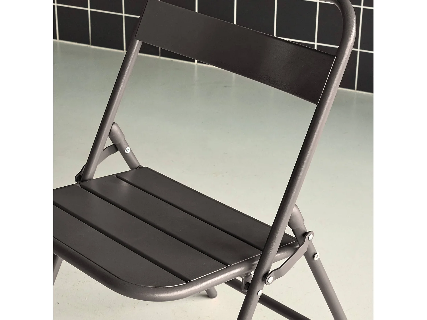 Silla de jardín bistró plegable de acero, set de 2 antracita