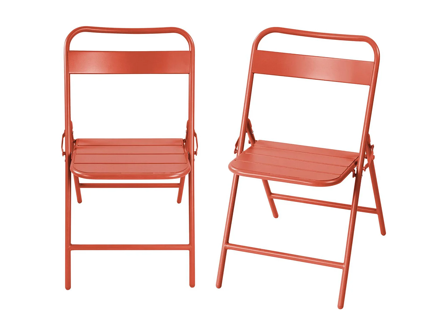 Lot de 2 chaises de jardin pliante acier terracotta. 44.3 x 49 x 79.7 cm - Amélia