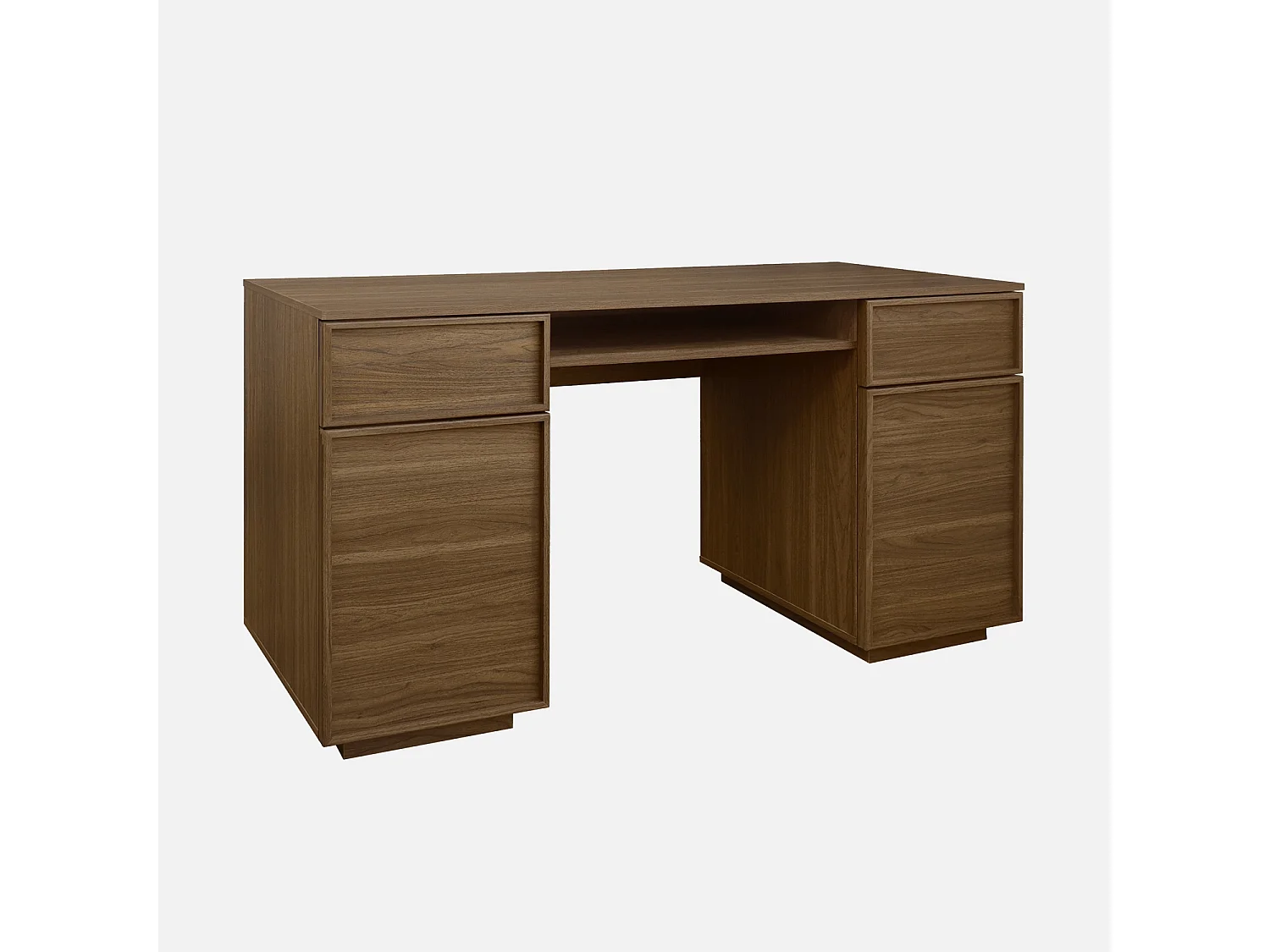 Escritorio efecto madera con 2 puertas y 2 cajones, 140cm nogal