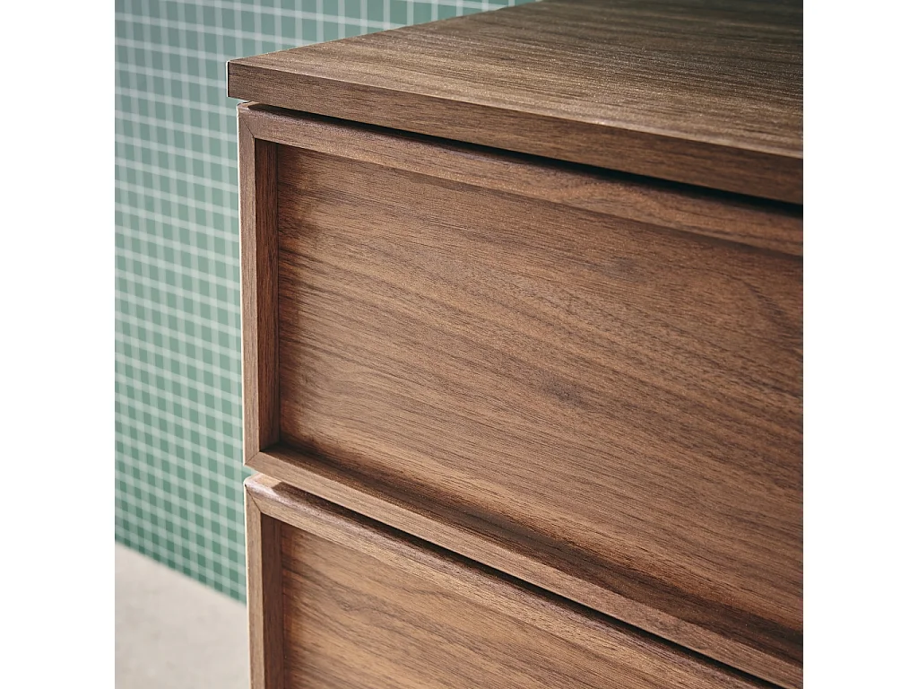 Escritorio efecto madera con 2 puertas y 2 cajones, 140cm nogal