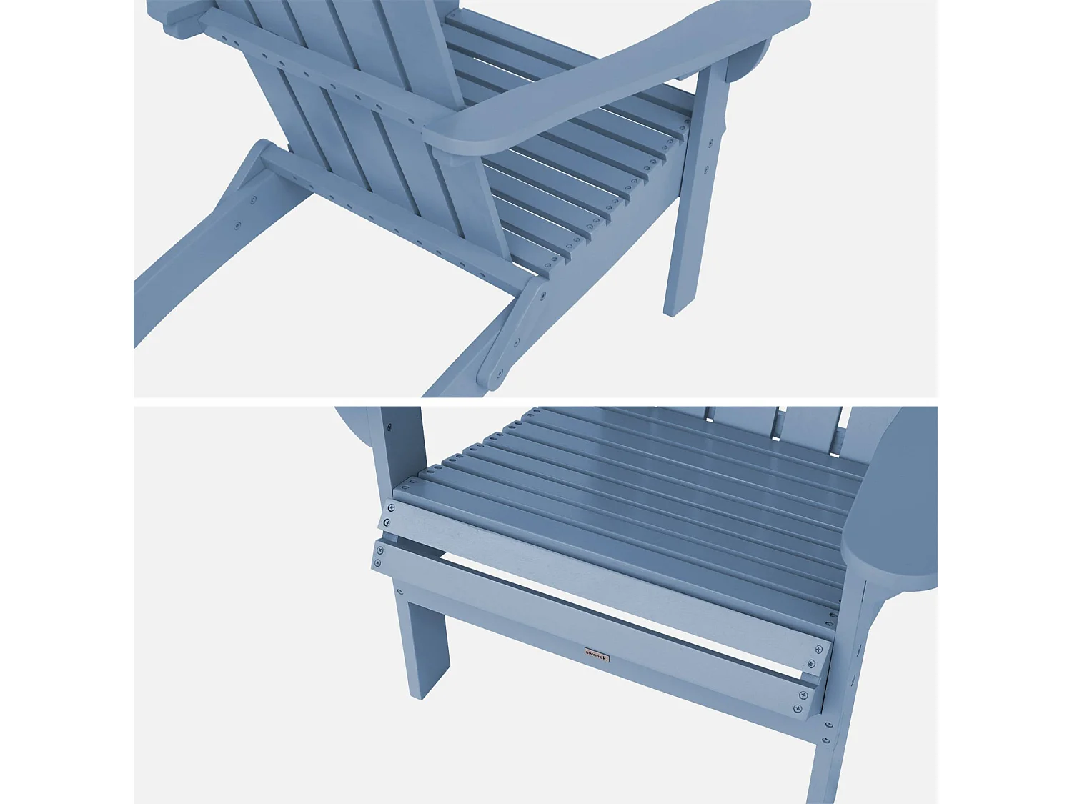 Fauteuil adirondack bleu en bois d'acacia avec accoudoirs KERINA. plusieurs coloris. 90 x 71 x 91.5 cm