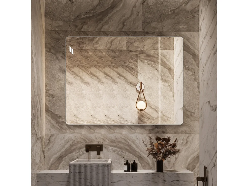 Miroir mural sans cadre 100×75 cm – Miroir de salle de bain HD sans cuivre