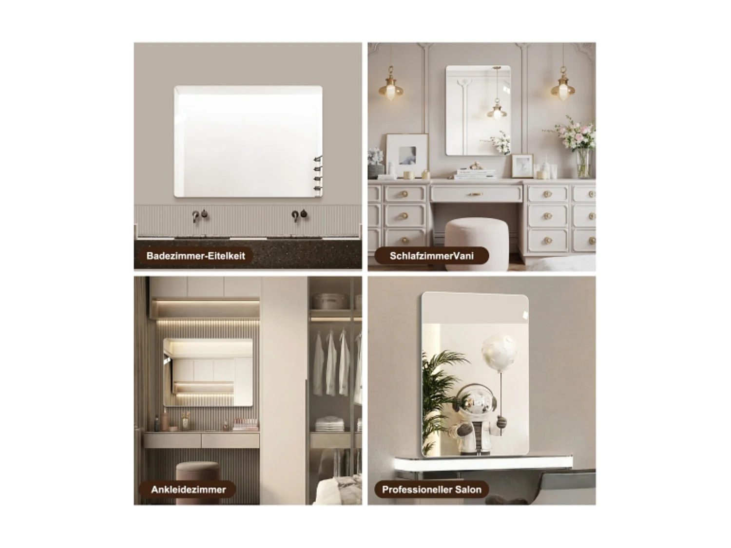Miroir mural sans cadre 100×75 cm – Miroir de salle de bain HD sans cuivre