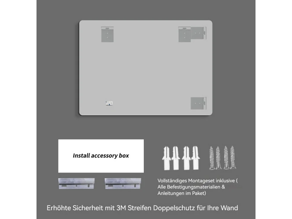 Miroir mural sans cadre 100×75 cm – Miroir de salle de bain HD sans cuivre