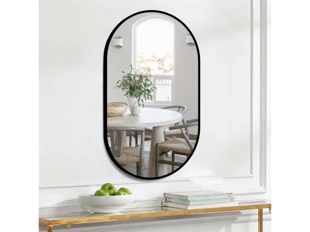 Miroir de salle de bain elliptique 50×80 cm à fixation flexible