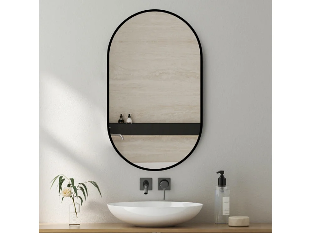 Miroir de salle de bain elliptique 50×80 cm à fixation flexible