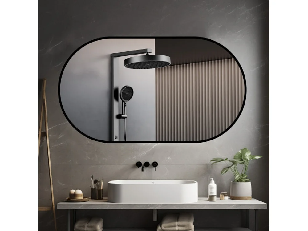 Miroir de salle de bain elliptique 50×80 cm à fixation flexible