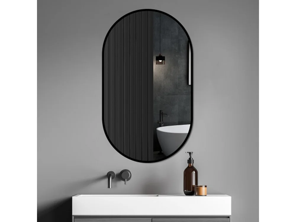 Miroir de salle de bain elliptique 50×80 cm à fixation flexible