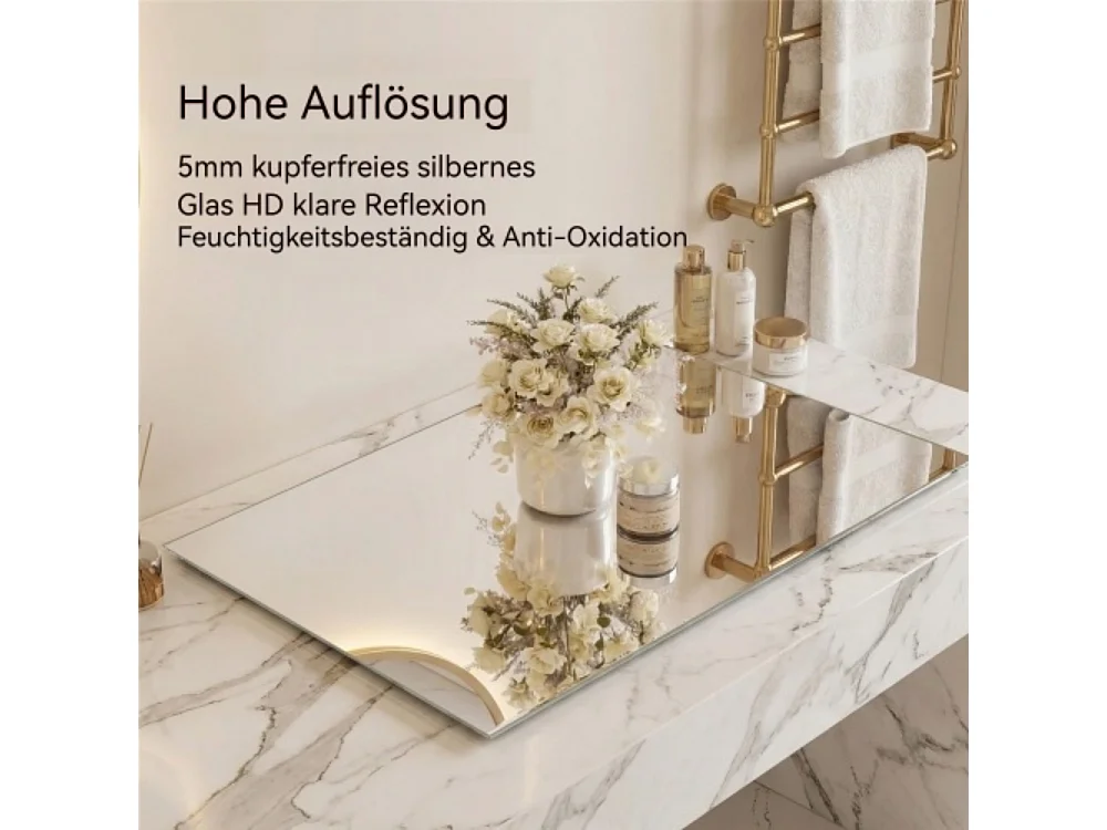 Miroir mural sans cadre 60×80 cm – Miroir de salle de bain HD sans cuivre