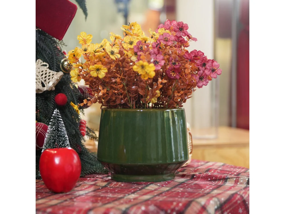Ensemble de pots de fleur plantation en céramique faits main 3 pièces Vert