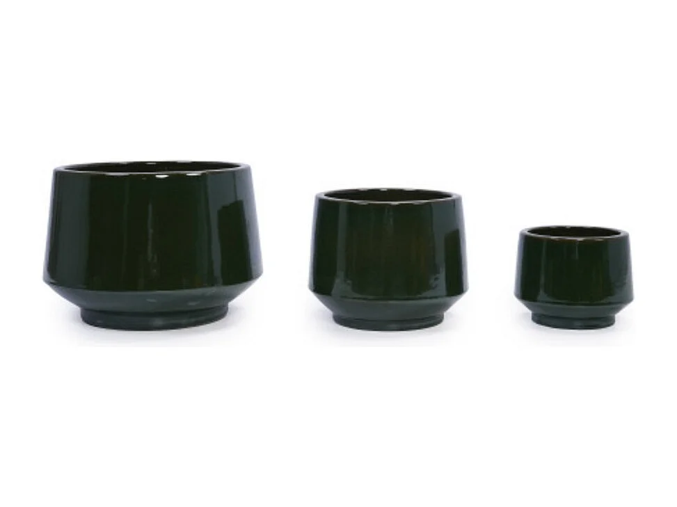 Ensemble de pots de fleur plantation en céramique faits main 3 pièces Vert