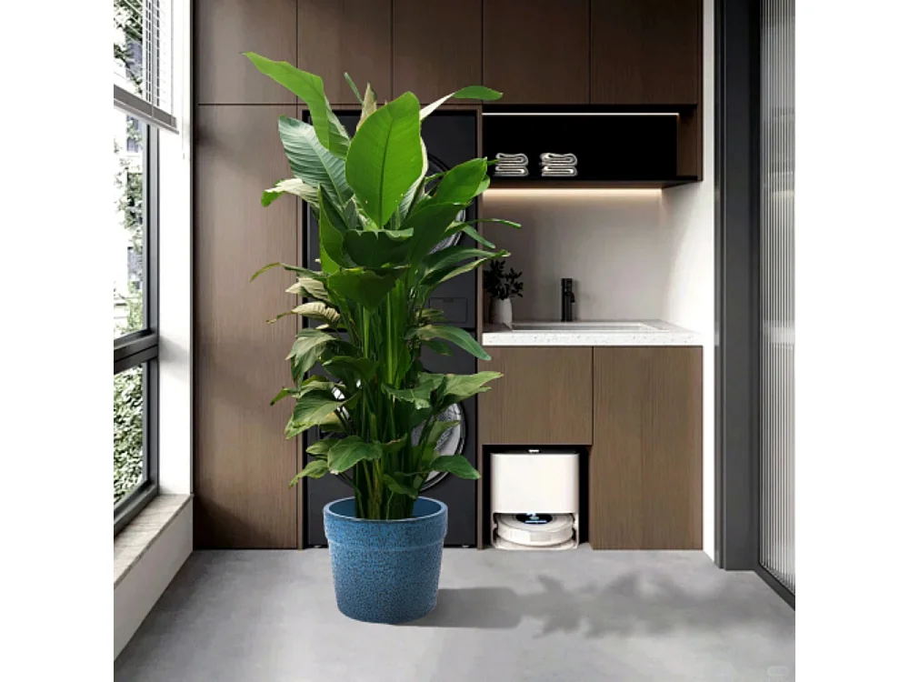 Ensemble de 3 pots de fleur plantation en céramique faits main bleu nature