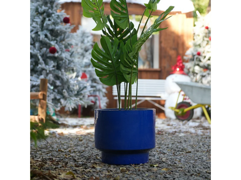 Ensemble de 3 pots de fleur plantation en céramique faits main Bleu saphir