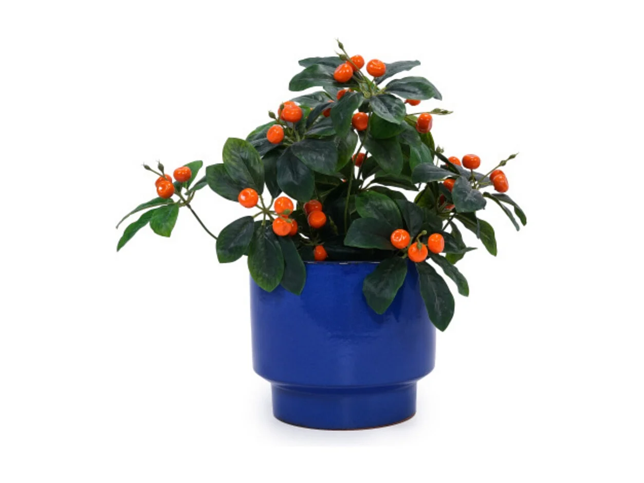 Ensemble de 3 pots de fleur plantation en céramique faits main Bleu saphir