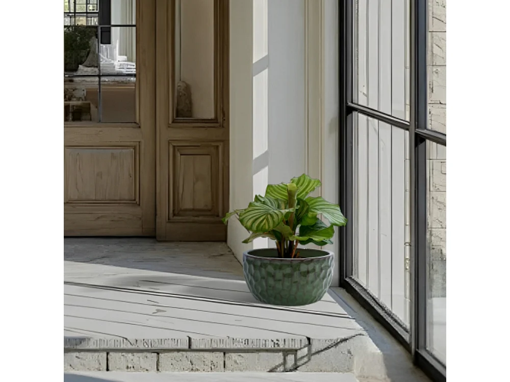 Ensemble de 3 pots de fleur plantation en céramique émaillée faits main