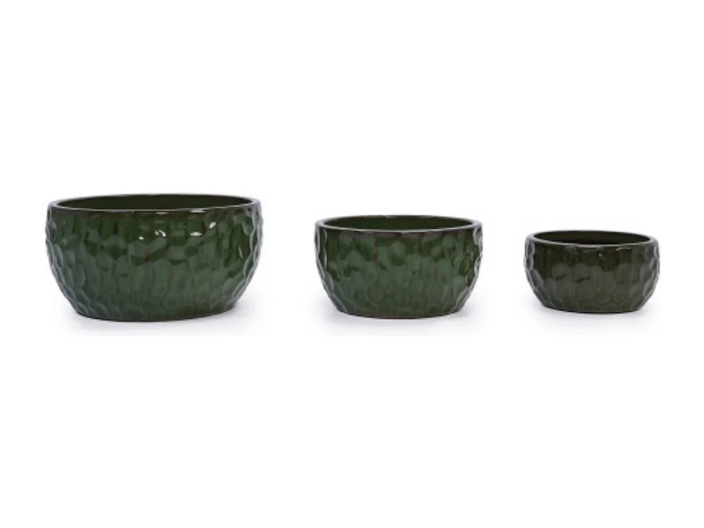 Ensemble de 3 pots de fleur plantation en céramique émaillée faits main