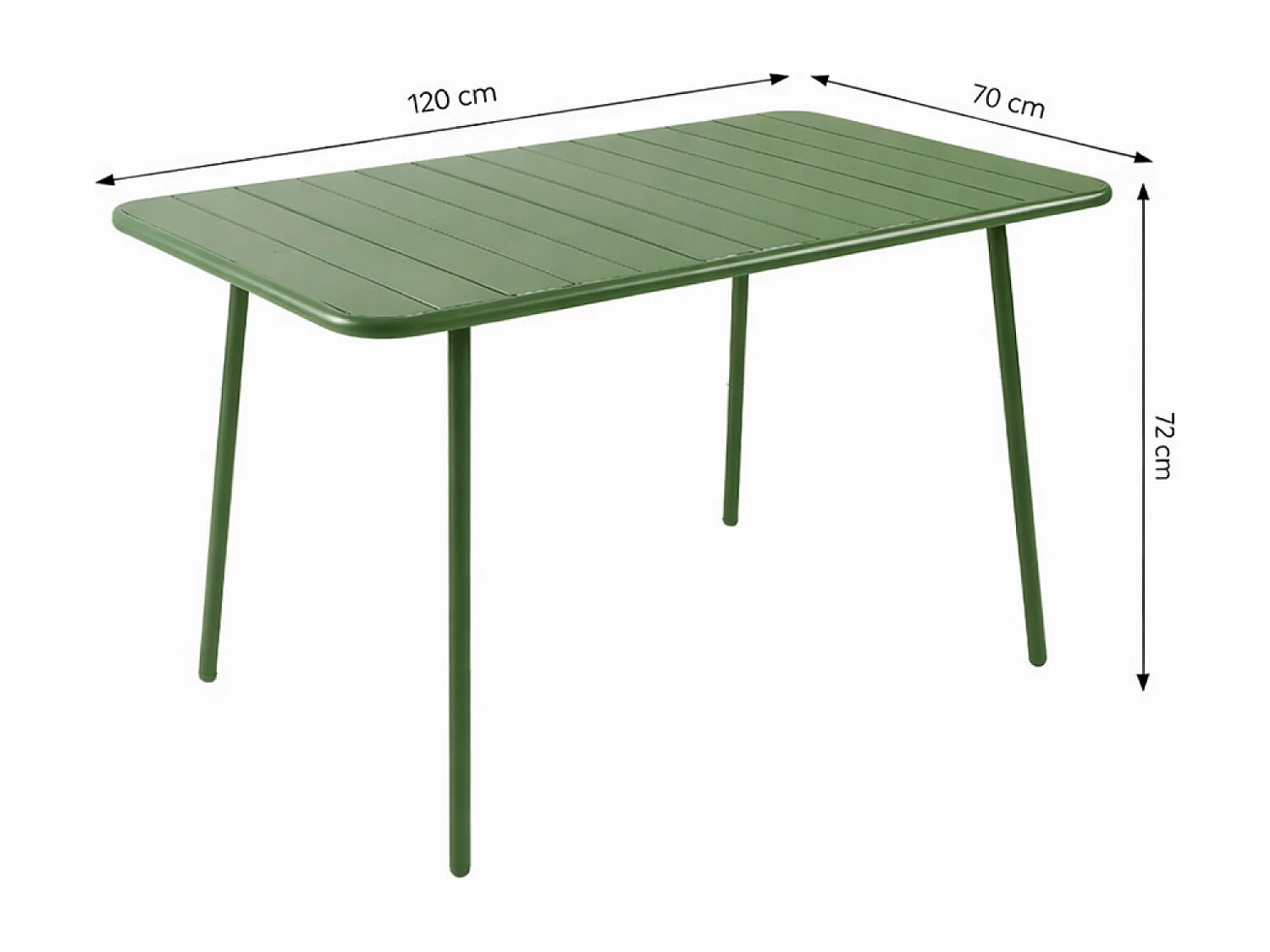 Ensemble table de jardin 120 cm et 4 chaises vert BERGAME