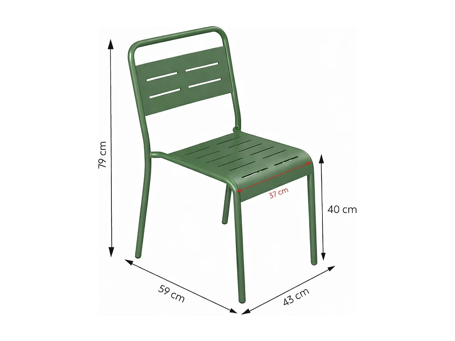 Ensemble table de jardin 120 cm et 4 chaises vert BERGAME