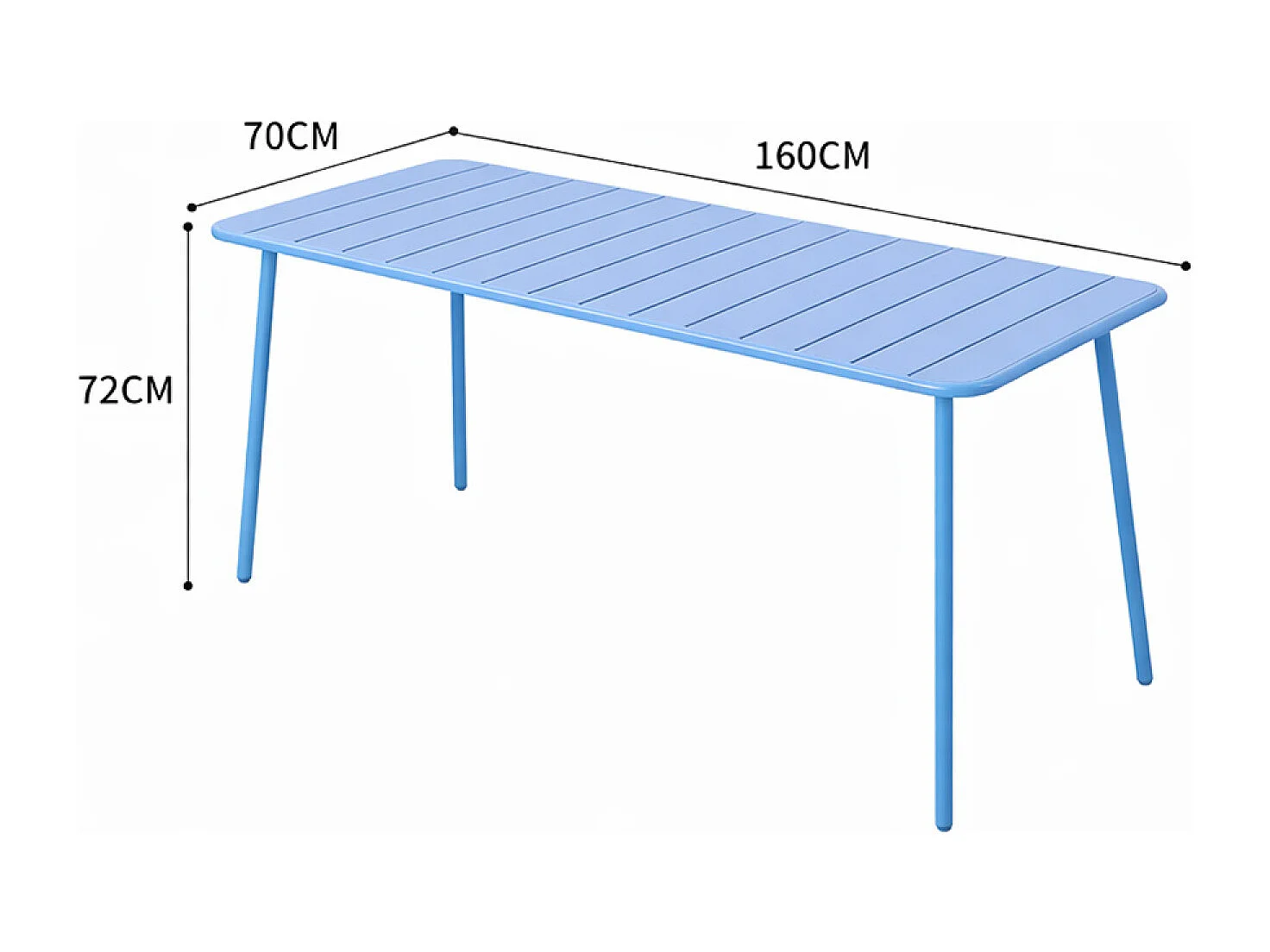 Ensemble table de jardin 160 cm et 6 chaises bleu BERGAME