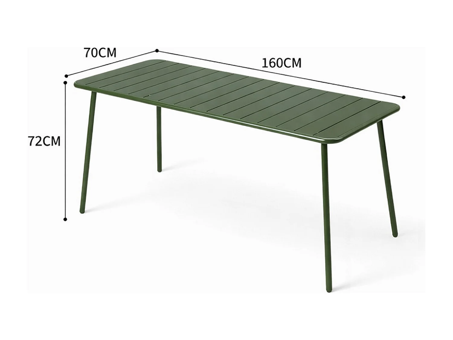 Ensemble table de jardin 160 cm et 6 chaises vert BERGAME