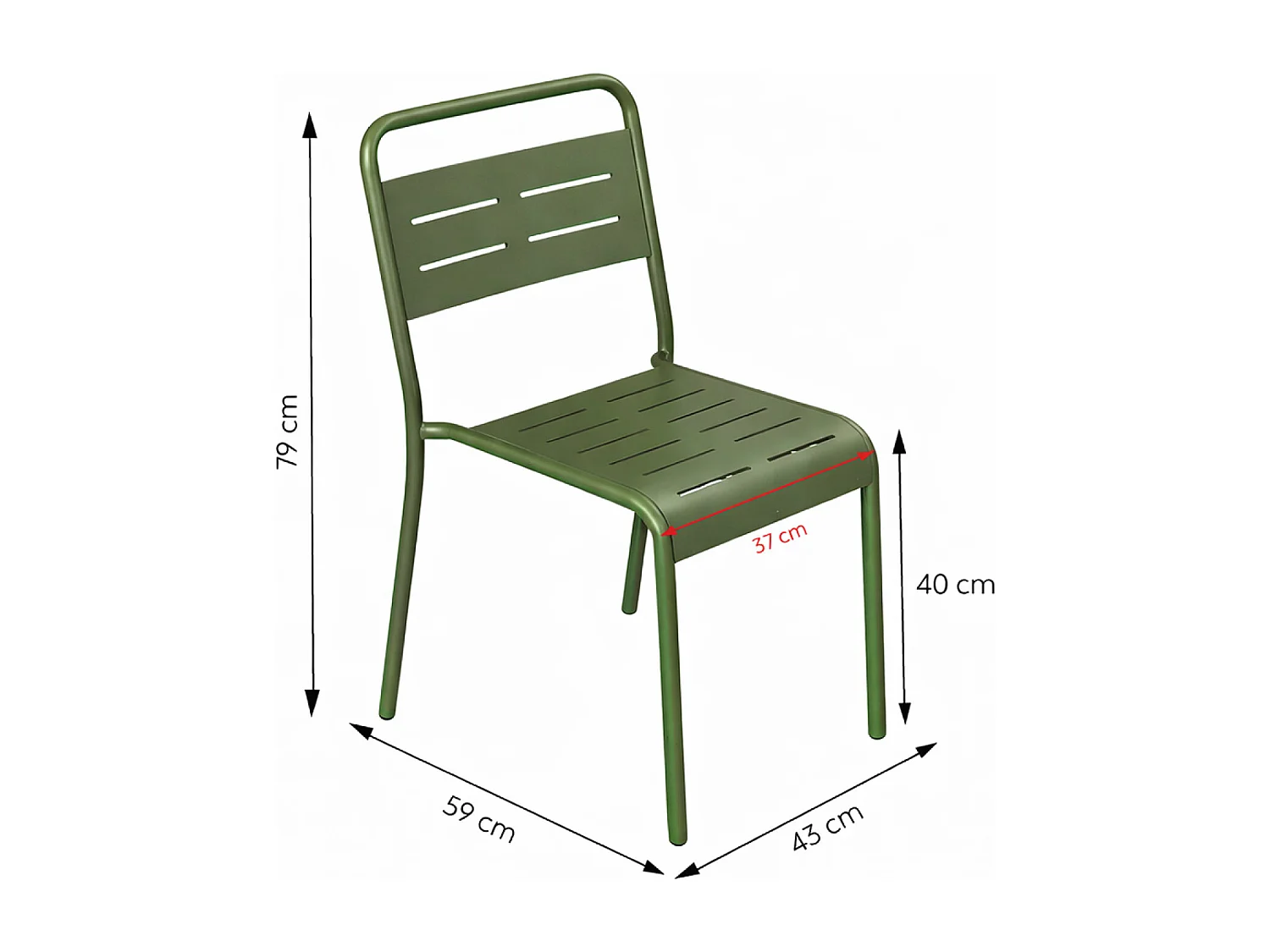 Ensemble table de jardin 160 cm et 6 chaises vert BERGAME