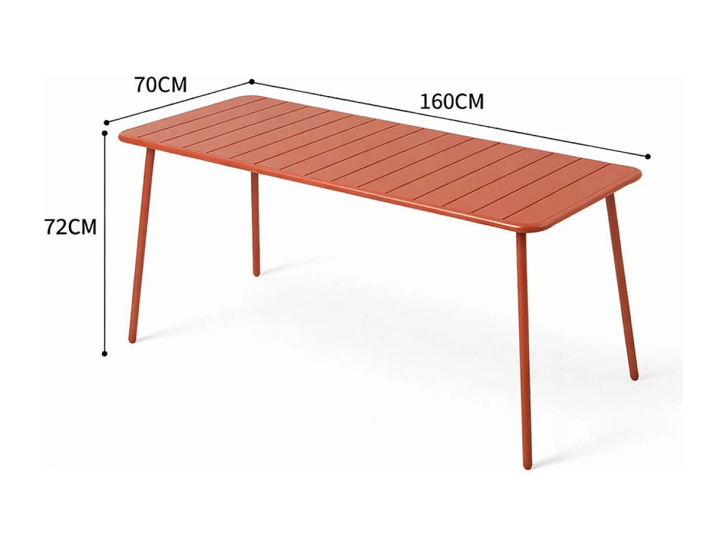 Ensemble table de jardin 160 cm et 6 chaises terracotta BERGAME