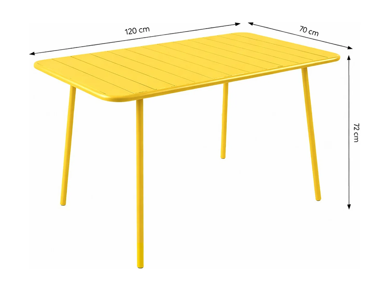 Ensemble table de jardin 120 cm et 4 chaises jaune BERGAME