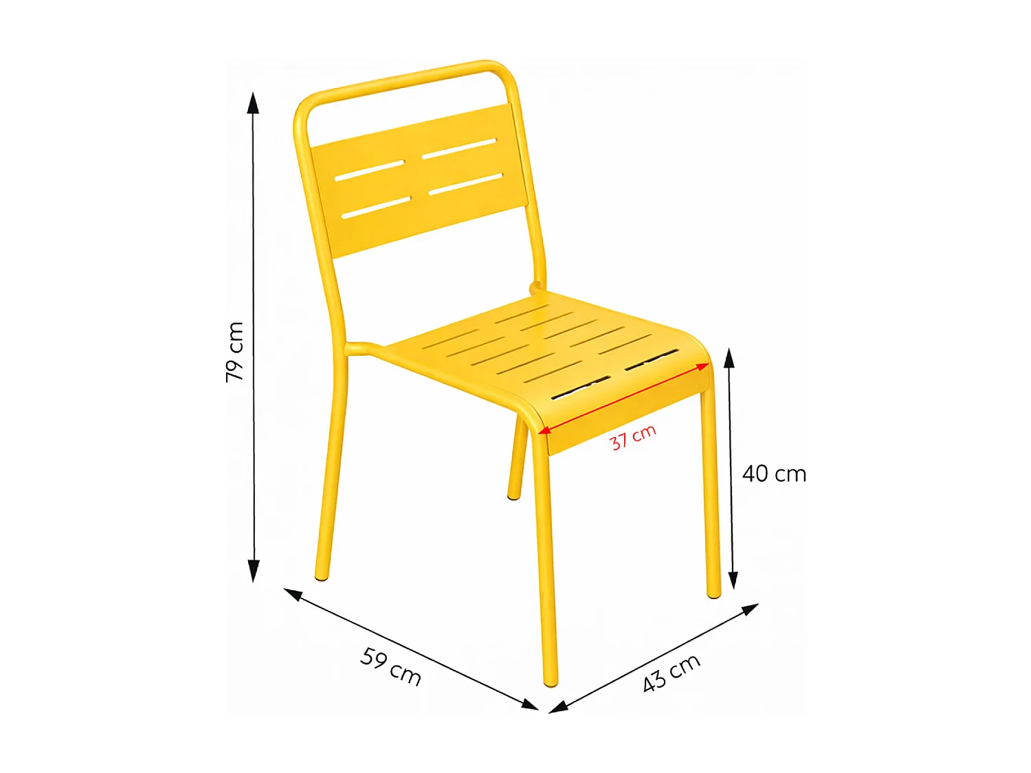 Ensemble table de jardin 120 cm et 4 chaises jaune BERGAME