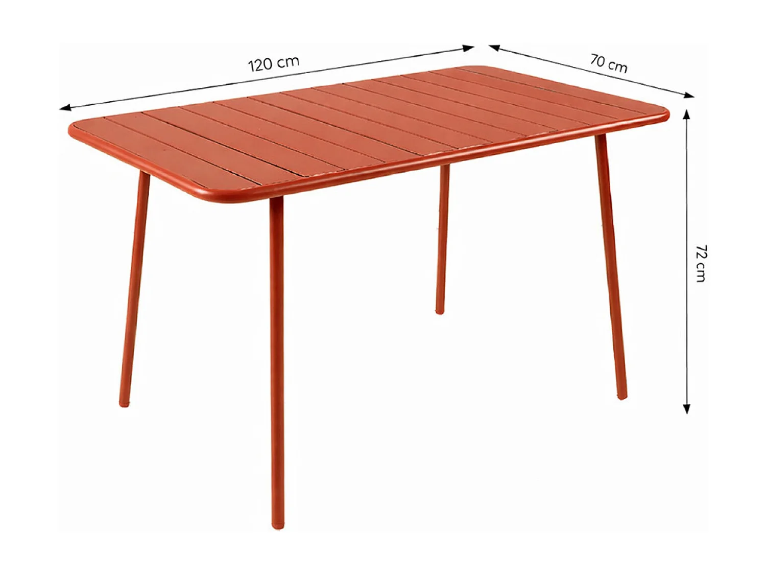 Ensemble table de jardin 120 cm et 4 chaises terracotta BERGAME