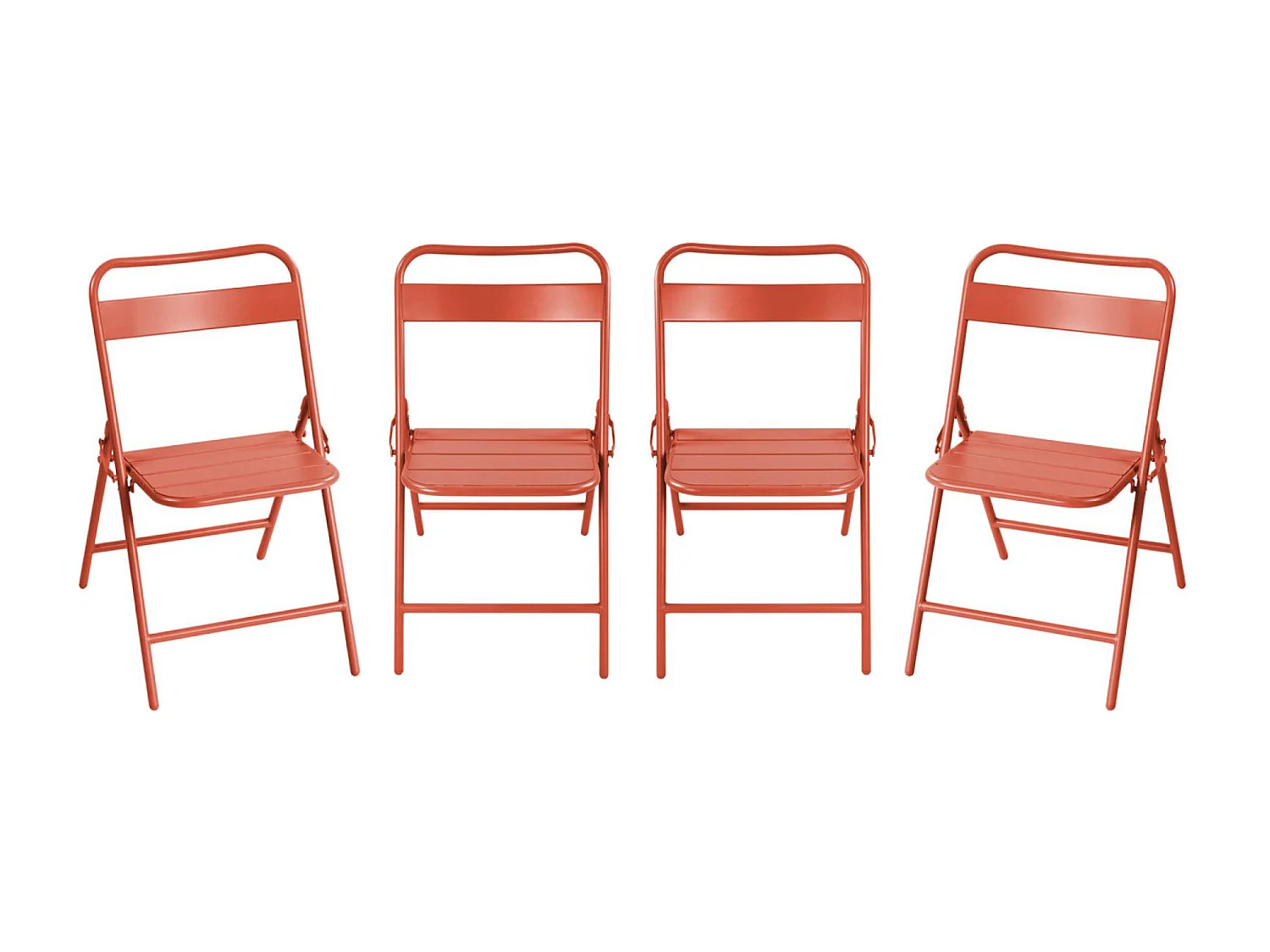 Lot de 4 chaises de jardin pliante acier terracotta. 44.3 x 49 x 79.7 cm - Amélia