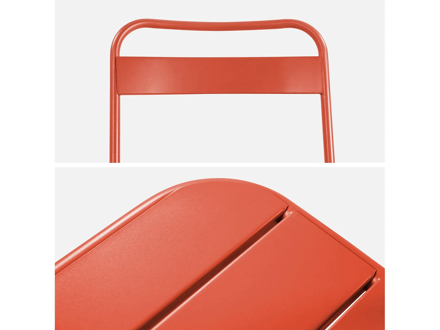 Lot de 4 chaises de jardin pliante acier terracotta. 44.3 x 49 x 79.7 cm - Amélia