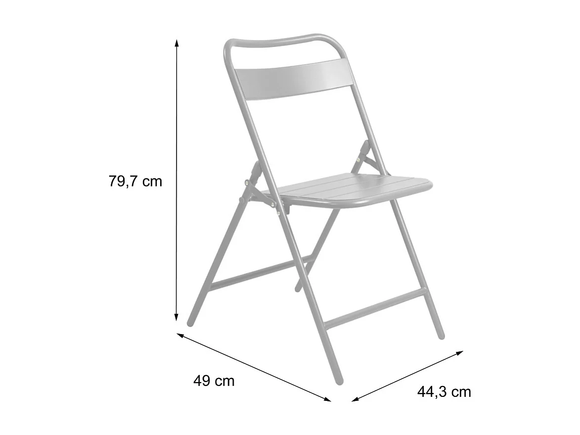 Lot de 4 chaises de jardin pliante acier terracotta. 44.3 x 49 x 79.7 cm - Amélia