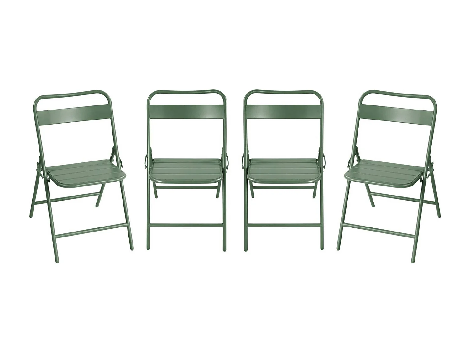 Lot de 4 chaises de jardin pliante acier vert. 44.3 x 49 x 79.7 cm - Amélia