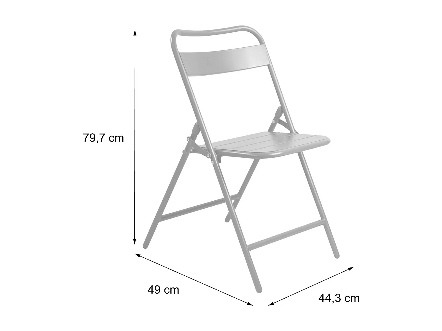 Lot de 4 chaises de jardin pliante acier vert. 44.3 x 49 x 79.7 cm - Amélia