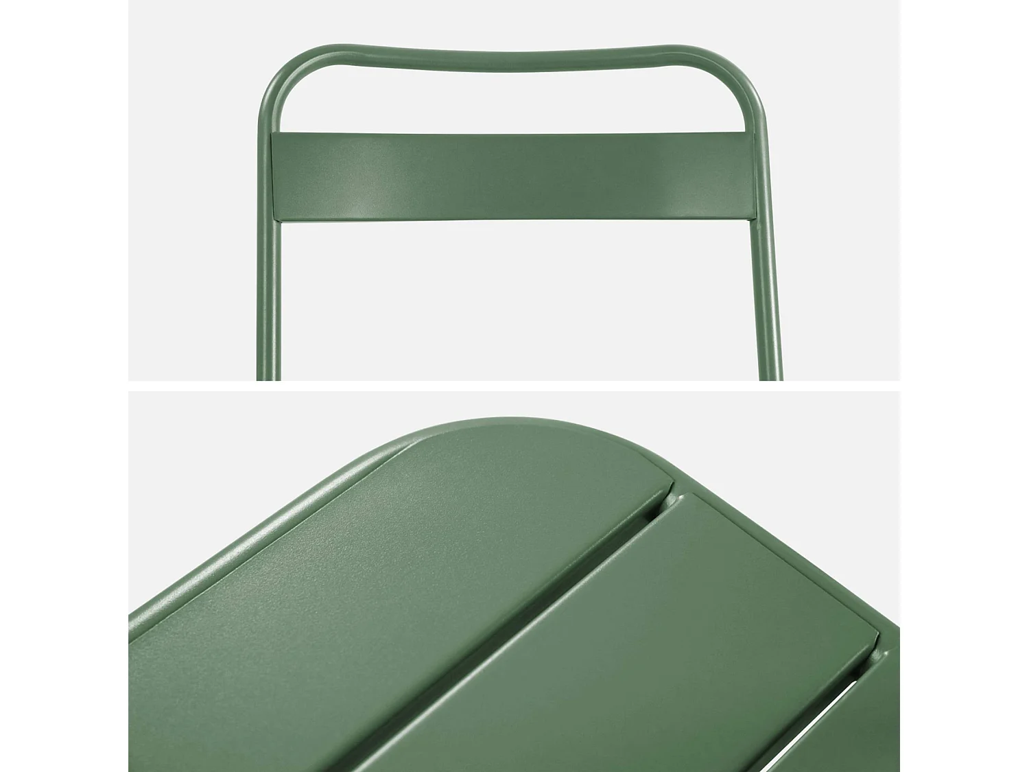 Lot de 4 chaises de jardin pliante acier vert. 44.3 x 49 x 79.7 cm - Amélia