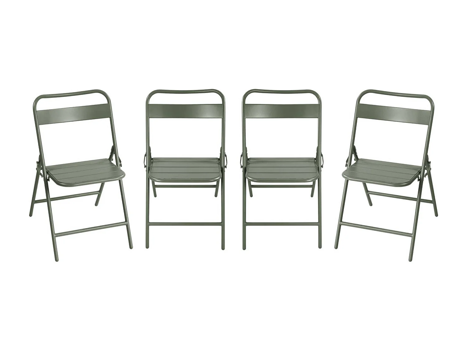 Lot de 4 chaises de jardin pliante acier kaki. 44.3 x 49 x 79.7 cm - Amélia