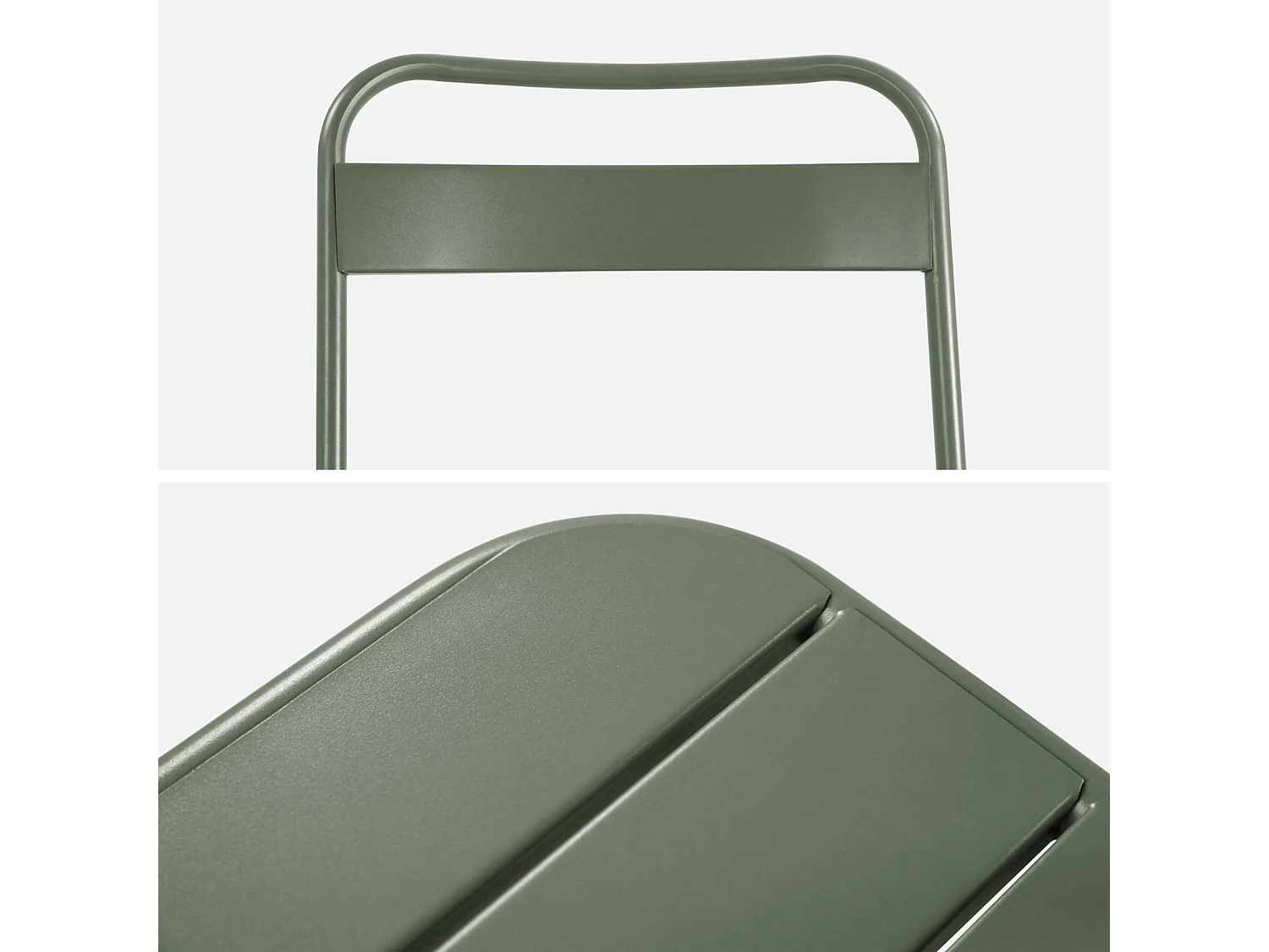 Lot de 4 chaises de jardin pliante acier kaki. 44.3 x 49 x 79.7 cm - Amélia