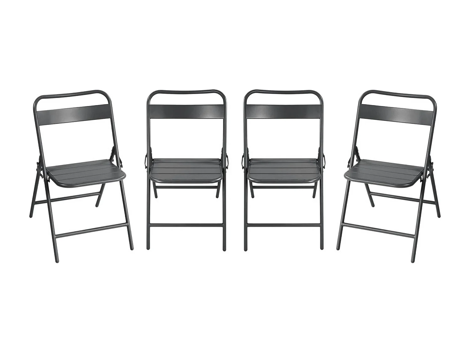 Silla de jardín plegable de acero, set de 4 antracita
