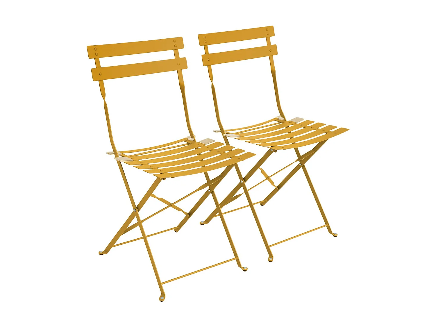 Lot de 2 chaises de jardin bistrot pliables en acier thermolaqué. 49.5 x 41 x 80.5cm
