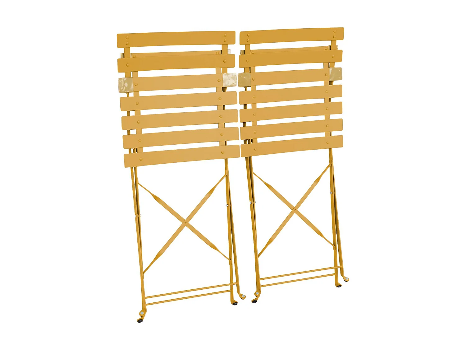 Lot de 2 chaises de jardin bistrot pliables en acier thermolaqué. 49.5 x 41 x 80.5cm