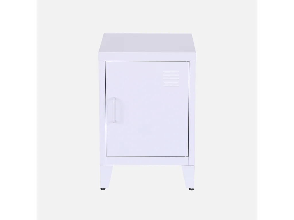 Table de chevet en acier lilas. 1 porte. casier. chambre enfant