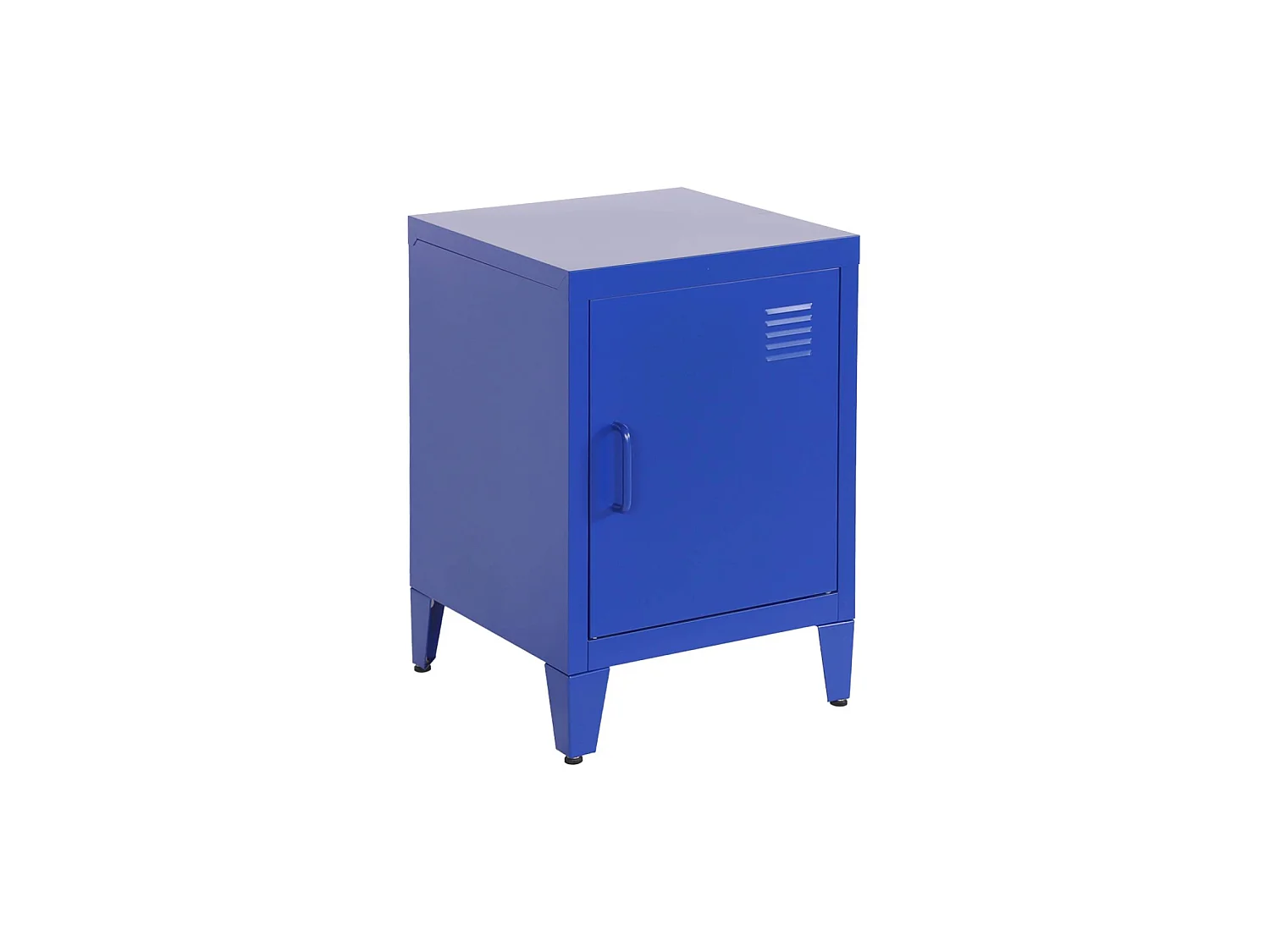 Mesita de estilo industrial con 1 puerta azul
