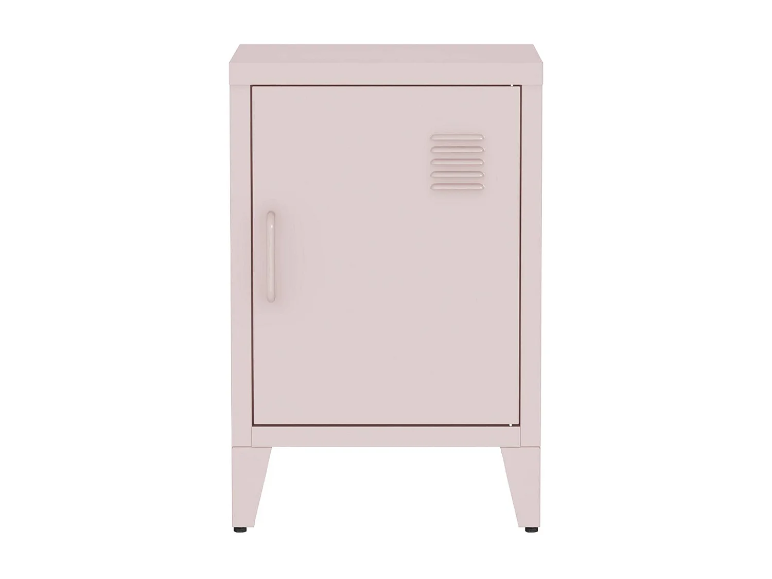 Table de chevet en acier rose. 1 porte. casier. chambre enfant