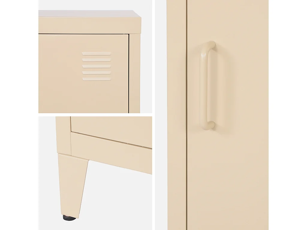 Comodino industriale, 1 anta, beige